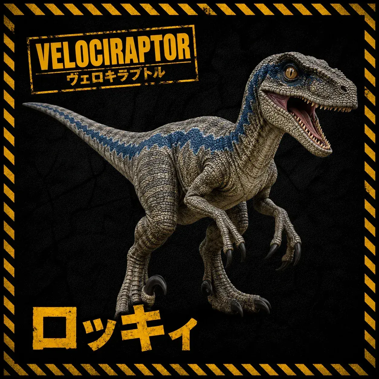 ヴェロキラプトルの恐竜「ロッキィ」