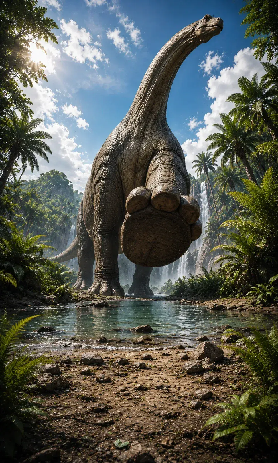 ブラキオサウルスの恐竜トリックアートタペストリー